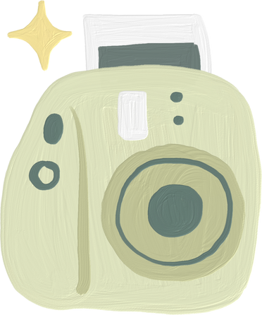 Handdrawn Painterly Cute Objects Intax Polaroid Camera